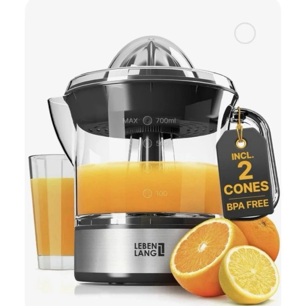 Leben Lang Electric Automatic Citrus Juicer 40w 24oz Stainless Steel LB389 NEW